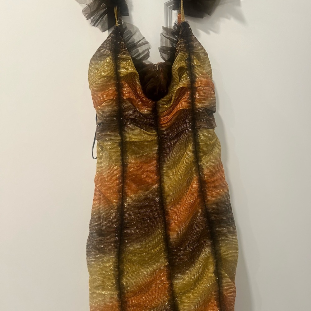 Multicolor Ruffled Halter Dress - Picture 2 of 4